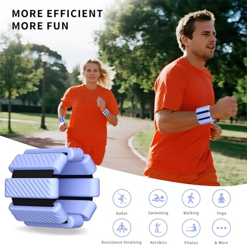 Wrist & Ankle Weights for Women, Wearable Strong Arm & Leg Weights Set of 2(1Lbs Each), Adjustable Ankle Weights for Walking, Yoga, Dance, Barre,Gym,Exercise,Pilates,Walking Running - color: Light Blue