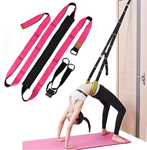 Yoga Fitness Stretching Strap, Door Flexibility Stretching Strap, Improve Leg Waist Back Flexibility Back Bend Assist Trainer, for Rehab Pilates Ballet Dance Cheerleading Splits Gymnastics - color: rose