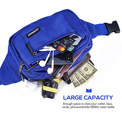 CXWMZY Fanny Packs For Women & Men Waist Pack Hip Bum Bag with Multi-Pockets Large Capacity Waterproof Casual Bum Bag for Disney Traveling Casual Cycling Running Hiking - color: Blue