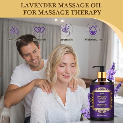 3 Pack Massage Oil for Massage Therapy, Lavender Oil for Relaxation, Sore Muscle Arnica Oil & Cellulite Massage Oil, with Massage Roller Ball & Thumb Saver Tool, Massage Kit for Him Her