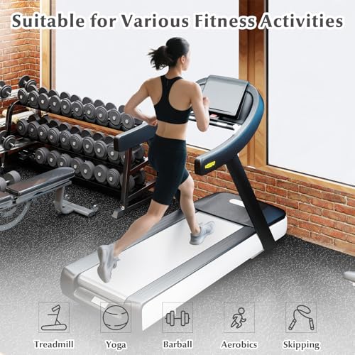 24 Tiles Exercise Mat, 96 Sq.Ft Interlocking Foam Floor Mat with Rubber Top, Non-Slip Waterproof Puzzle Gym Mat for Home Workout Equipment & Garage, 0.79" Thick (Black)