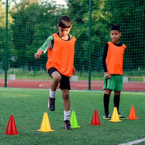 48 Pack 7" or 9" Plastic Traffic Cones Agility Field Marker Soccer/Safety/Sports/Training Cones for Skating Basketball Football Practice Drills Themed Party Decorations