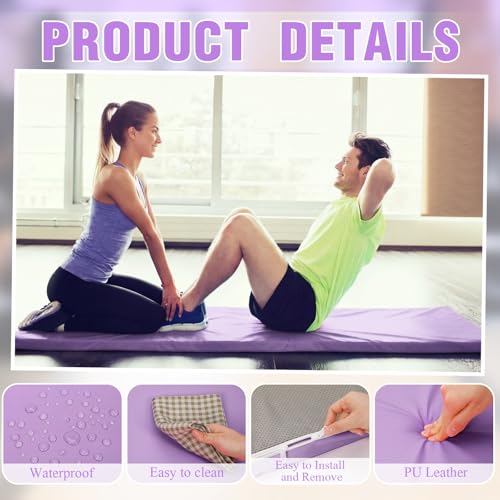 Lyrow 2 Inch 72"x24" Thick Foldable Yoga Mat with Carry Strap, Non-slip Portable Foam Gym Mat for Yoga, Pilates and Stretching - color: Lavender Purple
