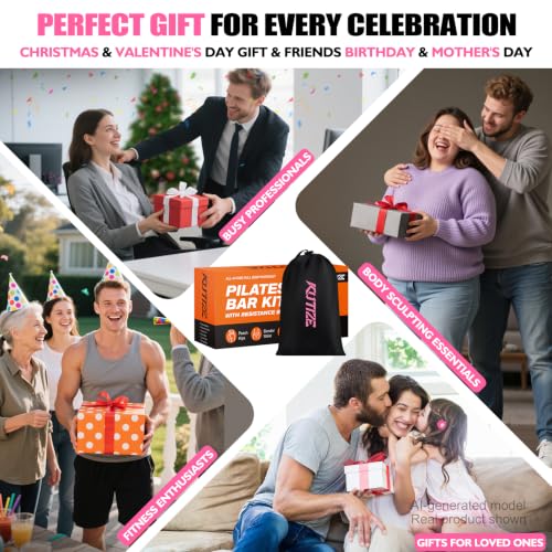 Pilates Bar Kit with Resistance Bands, Pilates Equipment, Multifunctional Pilates Bar for Women & Men, Pilates kit for Hip, Back, Arm, Full-Body Workouts, Home Gym Strength Training Equipment - style: Pink
