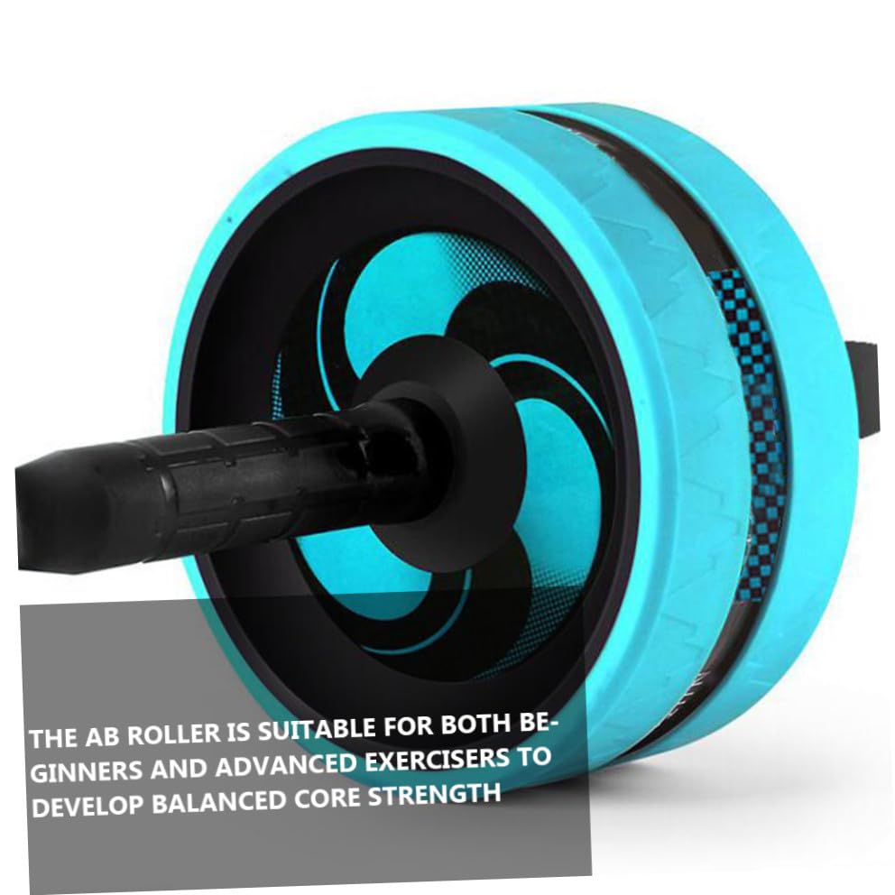 Mute Ab Roller with Non-slip Handles Knee Pad and Jump Rope for Women Core Strength Trainer for Home Gym Portable Fitness Wheel for Beginners and Advanced Users Blue and Black