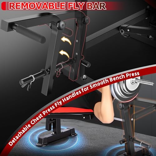 OPPSDECOR 900LBS All in One Weight Bench Set with Squat Rack Adjustable Workout Bench with Leg Developer Preacher Curl Rack Fitness Strength Training Bench for Home Gym
