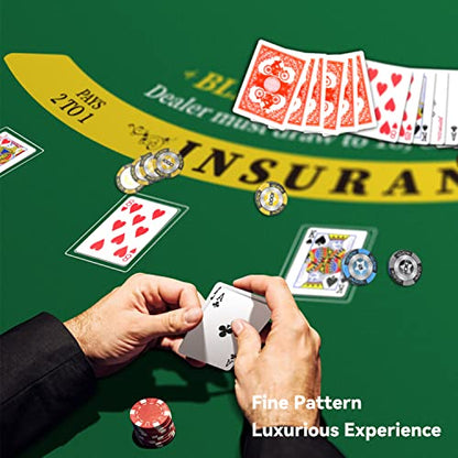 70" x 35" Poker Mat for Table with Carrying Bag, Professional Casino Blackjack Tabletop Layout Poker Table Mat, Non-Slip Rubber Poker Table Top Cover for Parties, Home Entertainment, Poker Game Night