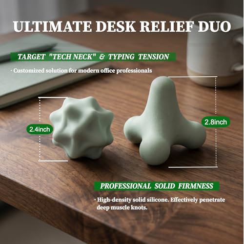 2-Piece Trigger Point Massage Set: High-Density Solid Tools for Deep Tissue Relief, Portable Desk & Travel Kit for Tech Neck, Forearm & Hand Tension, Muscle Knots