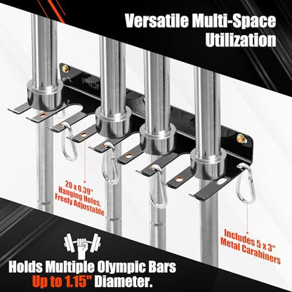 Wall-Mounted Gym Organizer, Resistance Band Storage Rack, Barbell Holder Wall Mount, Dumbbell Storage, Home Gym Accessories Holder