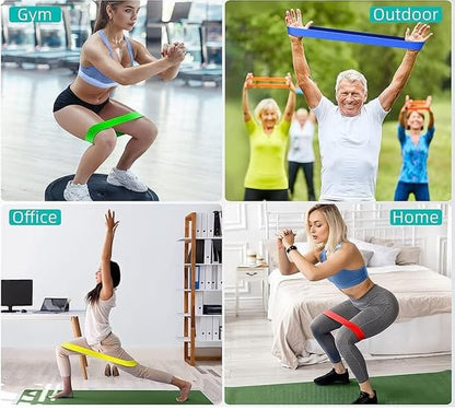 Resistance Loop Bands 5 Pack, Non-Slip Non-Roll TPE Exercise Bands for Yoga, Pilates, Home Workout, Strength Training, Stretching, Ideal for Glute, Leg, Arm, Hip Fitness