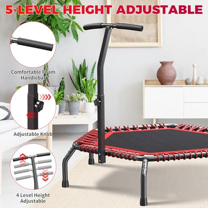 40"/48" Rebounder Trampoline for Adults with Bungee Cords, Exercise Rebounder for Adults Indoor/Outdoor Workout, Max Load 450/550 LBS