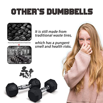Portzon 8 Colors Options Compatible with Set of 2 Rubber Dumbbell Weight, 5-50 LB, Anti-Slip, Anti-roll, Hex Shape