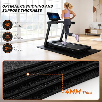 Treadmill Mat for Carpet &Hardwood Floors, 79" × 39.4" 0.16" Thick High Density, Non-Slip Fitness Equipment Mat, Mat for Under Treadmills, Elliptical, Exercise Bikes, Stationary Cycles - size: 78.7"L x 39.4"W x 0.2"Th