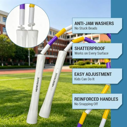 HEREROPE Jump Rope for Kids Ages 4-7 8-12, Hard Shatterproof Beads, Adjustable 7.2FT Tangle-Free Jump Rope for Boys Girls, School PE Fitness Outdoor Exercise - color: Yellow White