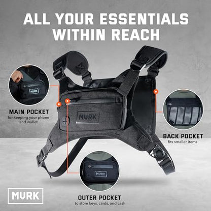 MVRK Water Resistant Running Vest Chest Pack, Phone Holder for Running, Lightweight Training Pack with Reflective Detail - color: Olive