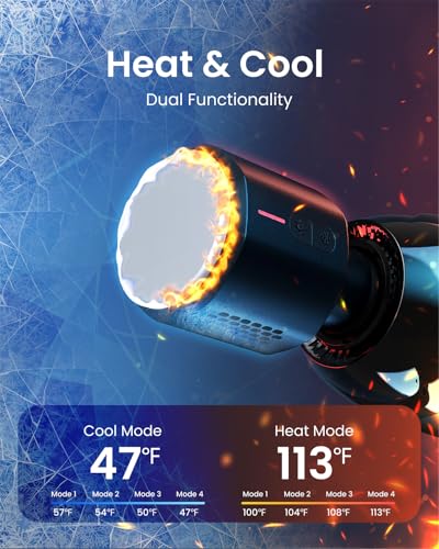 RENPHO Power+ Thermacool Massage Gun with Heat and Cold, Fathers Day Dad Gifts, 12mm Amplitude Deep Tissue Percussion Massager for Professional Athletes, App Controlled Guided Courses, 6 Speeds - color: Soot-black