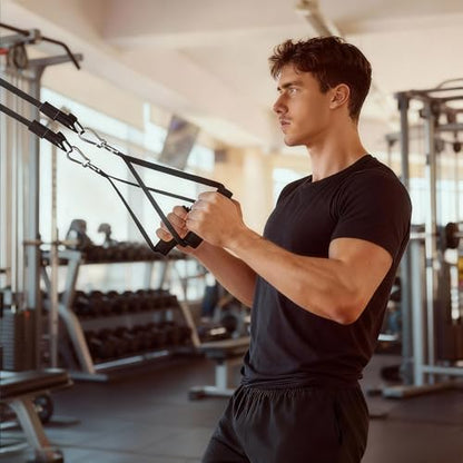 Resistance Band Handles, Double D-Ring Grips, Heavy Duty Exercise Handles for Cable Machine Attachment