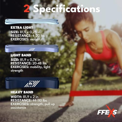 FX FFEXS/Pull up Assistance Bands Set - Pull up Resistance Bands for Men & Women - Elastic Pull up Bands for Working Out & Fitness & Stretch - Pull up Assist Power Bands