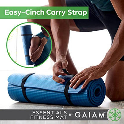 Gaiam Yoga Mat, Pilates & Exercise Mat, Thick Mat 2/5" (10mm) Workout Mat with Easy-Cinch Carrying Strap for Home & Gym Workouts - color: Red