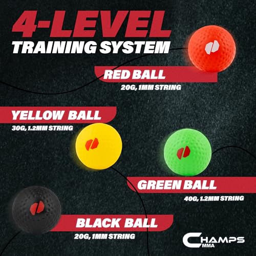 Champs MMA Boxing Reflex Ball Set with Punch Counter App – Hand-Eye Coordination & Speed Training Kit