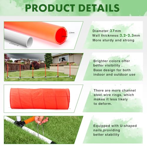 Dog Agility Course Backyard Set, Dog Agility Equipment, Pet obstacle Course Backyard with 6 Dual Mode Weave Poles, 2 Adjustable Hurdle, Jump Ring, Tunnel, Pause Box, Toy Balls and 2 Carrying Bags - size: 15 PCS SET