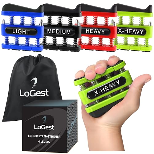 Finger Strengthener - Finger Exerciser for Forearm and Hand Strengthener - Hand Grip Workout Equipment for Musician, Rock Climbing and Therapy - color: 4 Pack - Blue Black Red Green