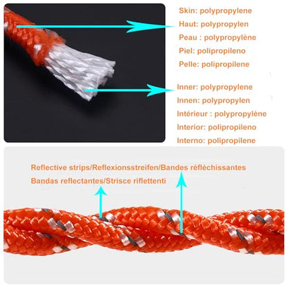 1/4 in (6mm) x 32 Ft (10Meter) Marine Floating Rope for Boating, Fishing, Rafting, Camping, Hiking, Hunting, Anchor, Mooring, Dock Lines, Kayak, Canoe, Rescuing Reflective Orange - size: 1/4" x 32'