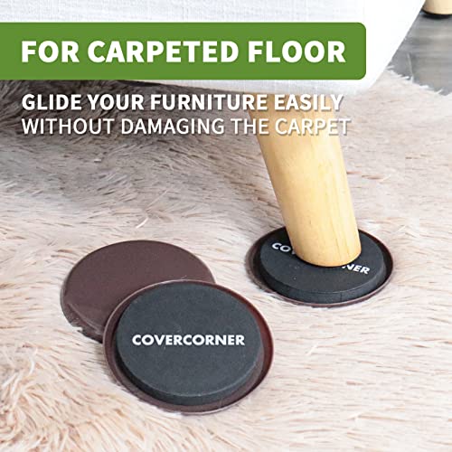 Furniture Sliders for Carpet 8 PCS - 3 1/2" Brown - size: 8 PCS 3 1/2" Brown