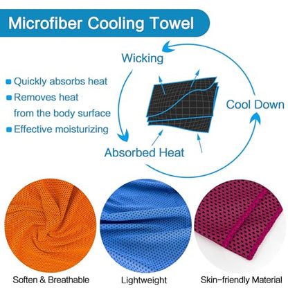 20 Packs Cooling Towels, Microfiber Ice Towel Bulk, Cooling Towels for Neck and Face, Soft Breathable Sweat Towel for Sports, Yoga, Golf, Gym, Travel, Camping, Workout & More Activities
