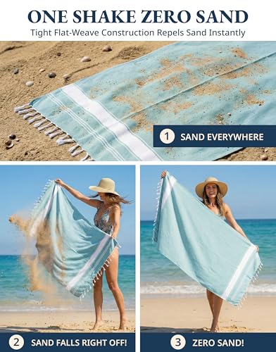 LANE LINEN Oversized Beach Towel - Beach Towels 4 Pack, Pre-Washed Pool Towel, Extra Large Beach Towel, Quick Dry & Sand Free, Lightweight Travel Towel, 39"x71" - Aqua - color: 05: Aqua, size: Pack of 4