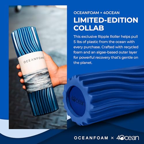 x 4ocean Roller (Royal Blue) – Limited Edition Muscle Roller for Back Pain & Yoga - High Density Foam for Physical Therapy - Textured for Deep Tissue Massage - size: Travel Size (11" x 3.35")