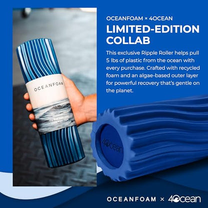 x 4ocean Roller (Royal Blue) – Limited Edition Muscle Roller for Back Pain & Yoga - High Density Foam for Physical Therapy - Textured for Deep Tissue Massage - size: Travel Size (11" x 3.35")