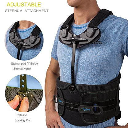 TLSO Thoracic Full Back Brace for Men Women for Kyphosis, Post Op Recovery, Compression Fractures, Scoliosis, DDD, Herniated Discs, Adjustable Thoracic Lumbar Spine Support (Size Large)