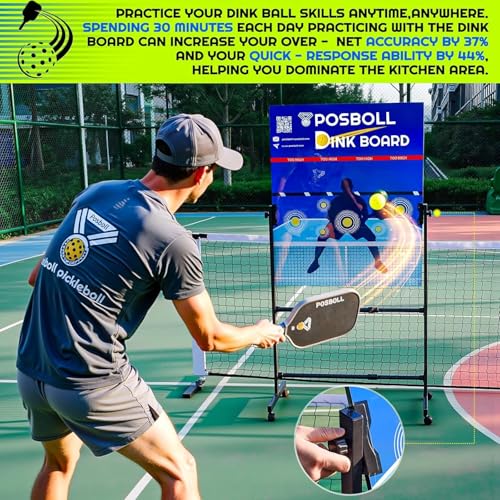 Pickleball Practice Board&Dink Rebounder with Stand Pickleball Wall for Practice Dink Board for Pickle Ball Training Adjustable Pickle Ball Practice Rebounder Pad Portable Dink Guru