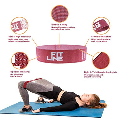 FitLine Fabric Resistance Bands Set for Legs and Butt Exercise, 5 Level Non Slip Elastic Booty Bands for Working Out – Muscle Toner on Hip Thigh Glute Squat, Home Gym Accessories for Women/Men