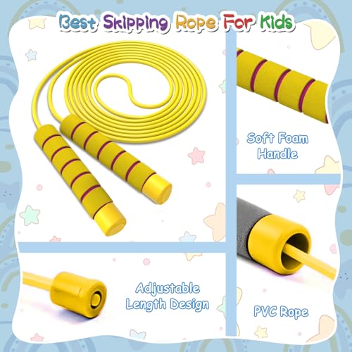 Jump Rope For Kids,Jump Rope Kids,Adjustable Soft Skipping Rope,Toddler Jump Rope With Skin-Friendly Foam Handles For Kids, Boys,Girls,Women, Men,Exercise Activity,Outdoor Fitness - color: Pink