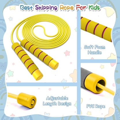 Jump Rope For Kids,Jump Rope Kids,Adjustable Soft Skipping Rope,Toddler Jump Rope With Skin-Friendly Foam Handles For Kids, Boys,Girls,Women, Men,Exercise Activity,Outdoor Fitness - color: Rose Pink+Purple+Blue