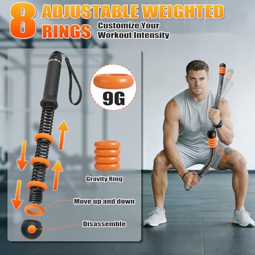 Cordless Battle Ropes Adjustable Weighted with 8 Removable Weight Rings