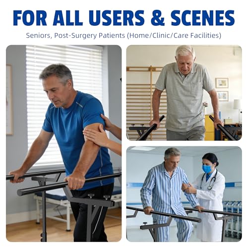 MR Parallel Bars for Physical Therapy 6Ft, Adjustable Standing Assist Bar for Daily Mobility Support, Walking Assist bar with Non-Slip Base for Safe Rehabilitation & Walking Balance Improvement