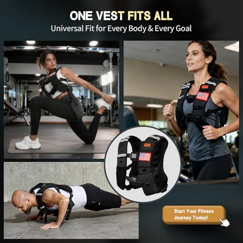 Weighted Vest for Men Women, 8lb/12lb/16lb/20lb/30lb/40lb Fixed Weight, Plus Size Fitness Vest with Phone Pocket & Reflective Strips for Walking Running Rucking Strength Training