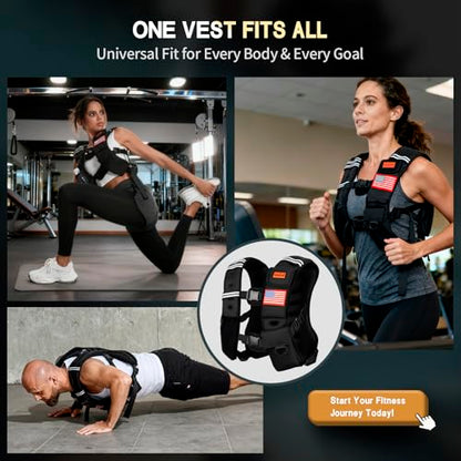 Weighted Vest for Men Women, 8lb/12lb/16lb/20lb/30lb/40lb Fixed Weight, Plus Size Fitness Vest with Phone Pocket & Reflective Strips for Walking Running Rucking Strength Training