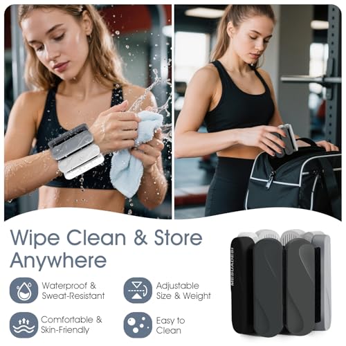 Wrist Weights – Ankle Wrist Weights for Women & Men – Adjustable Weighted Bangles Set (1 lb Each) | Arm and Leg Weights for Yoga, Pilates, Running & Walking - color: Gradual Black