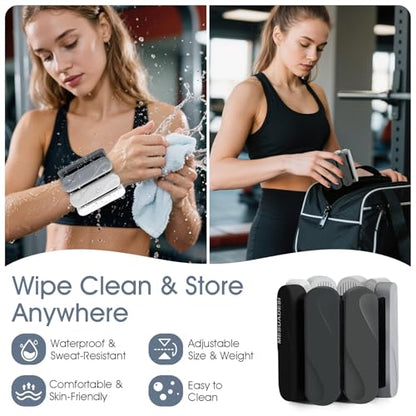 Wrist Weights – Ankle Wrist Weights for Women & Men – Adjustable Weighted Bangles Set (1 lb Each) | Arm and Leg Weights for Yoga, Pilates, Running & Walking - color: Gradual Black