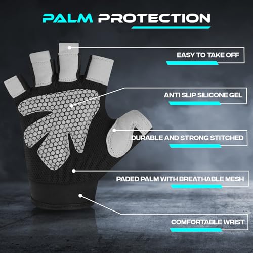 SAWANS Gym Gloves for Men & Women Ladies Weight Lifting Gloves Fitness Workout Breathable Training Non-Slip Grip Silicone Palm Protection Exercise Snug fit Hanging Pull-Ups Dumbbell