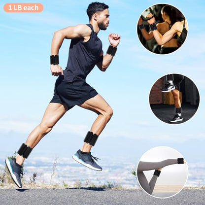 YOVKOK Adjustable Wrist Ankle Weights, 2 LBS/Pair, Bundle Options - color: Black