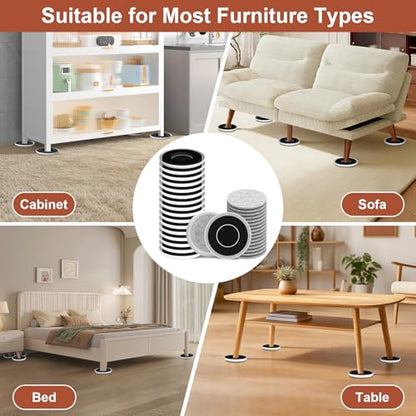Furniture Sliders for Hardwood Floors - Multi-Surface Furniture Movers Sliders with 16PCS 4.3" Carpet Sliders + 16PCS Self-Adhesive Felt Pads - Protect Floor and Easily Move Furniture - size: 4.3in 16+16Pack