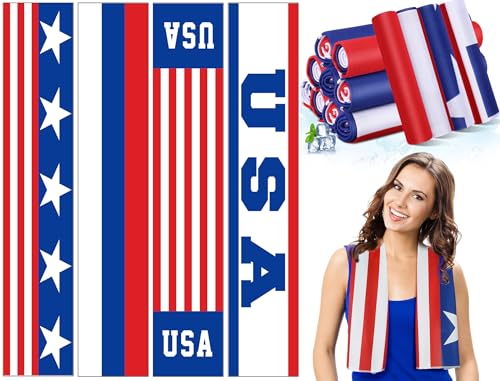 30 Pack Flag Day 250 Years Cooling Towels Bulk American Flag Chilly Towels for Neck Face 40 x 12 Inch Cool Breathable Soft Ice Cold Washcloth for Sports Running Gym Yoga Workout