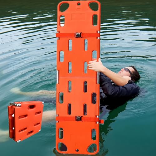Foldable Emergency Rescue Stretcher - Water-Resistant Spine Board for Patient Transport & Immobilization, Ideal for Paramedics, Lifeguards, and Ambulance Services, 4 Folds