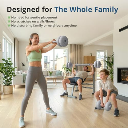 RYGEO Adjustable Dumbbell Set 22lb/44lb/66lb/80lbs Free Weights and Connector, Convert to Barbell, Kettlebells, All Floor Friendly Soft-shell Dumbbells, Home Gym Fitness for Men Women - color: 66LB