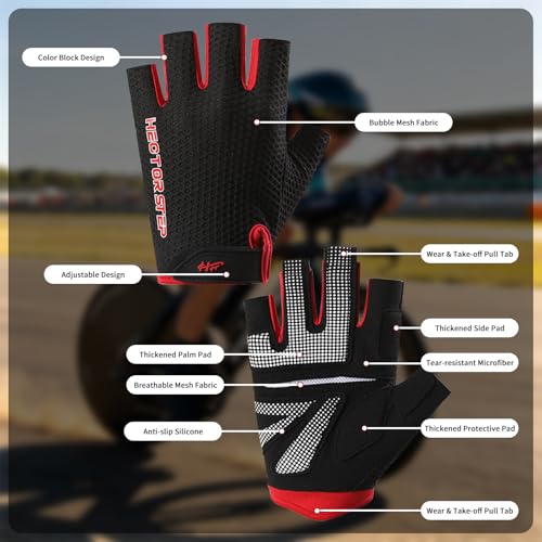 Men's Fingerless Cycling Gloves, Bike Gloves for Men & Women with Gel Padded & Anti-Slip Design, Breathable Outdoor Bicycle Gloves for Road/Mountain Bike, Fitness, Hiking - size: Medium